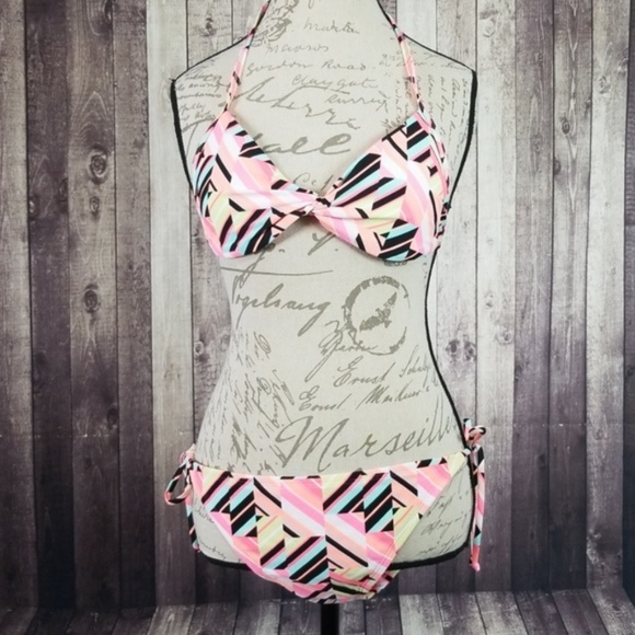 neon geometric swimsuit